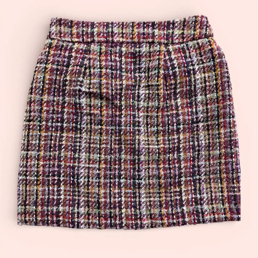 LOFT Multicolor Tweed Mini Skirt with Gold-Tone Buttons - Picture 2 of 5